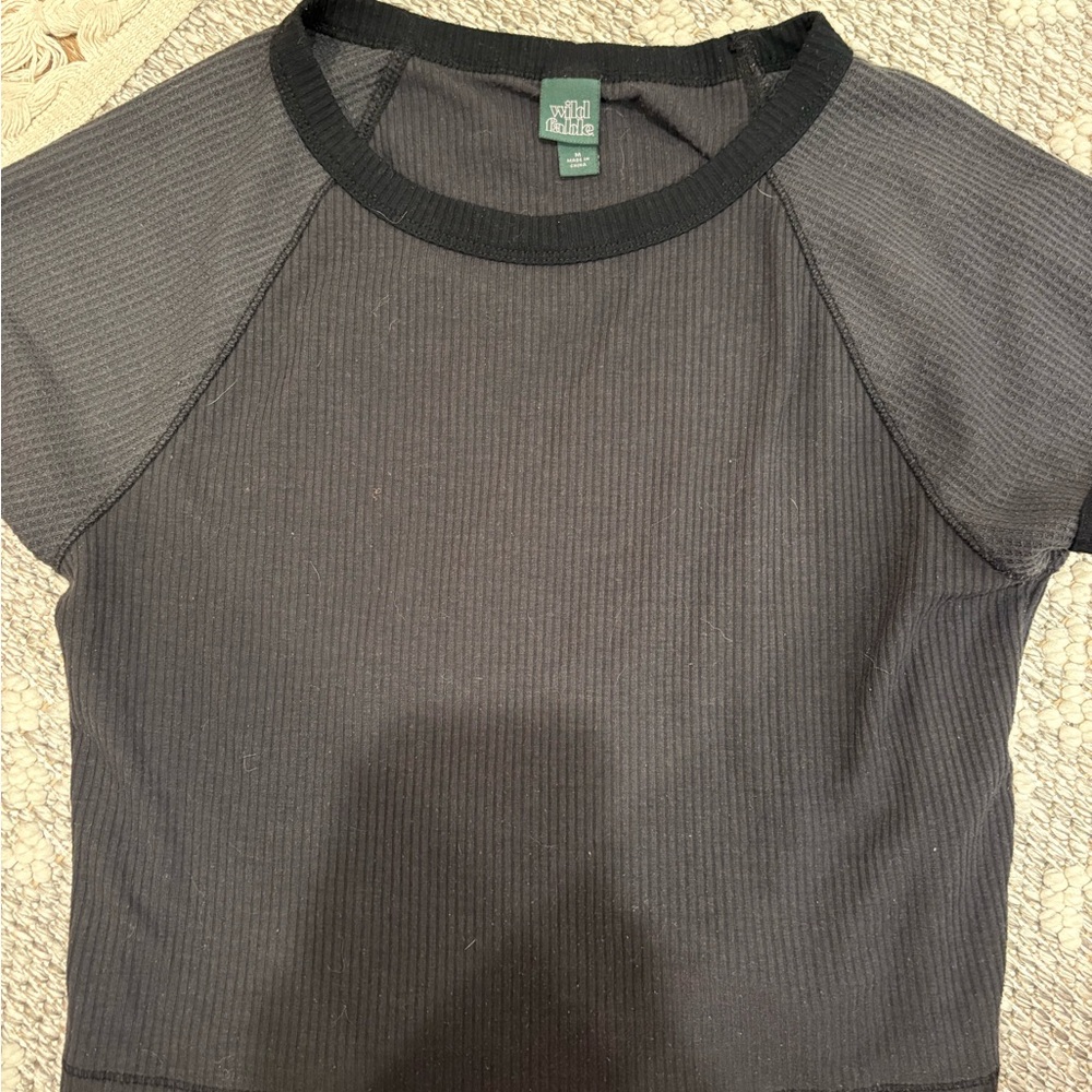 Wild Fable Black Ribbed Cap Sleeve T-Shirt 🖤